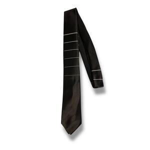 Vintage 1950/60’s Beau Brummel Black Skinny Tie With Thin Horizontal Stripes